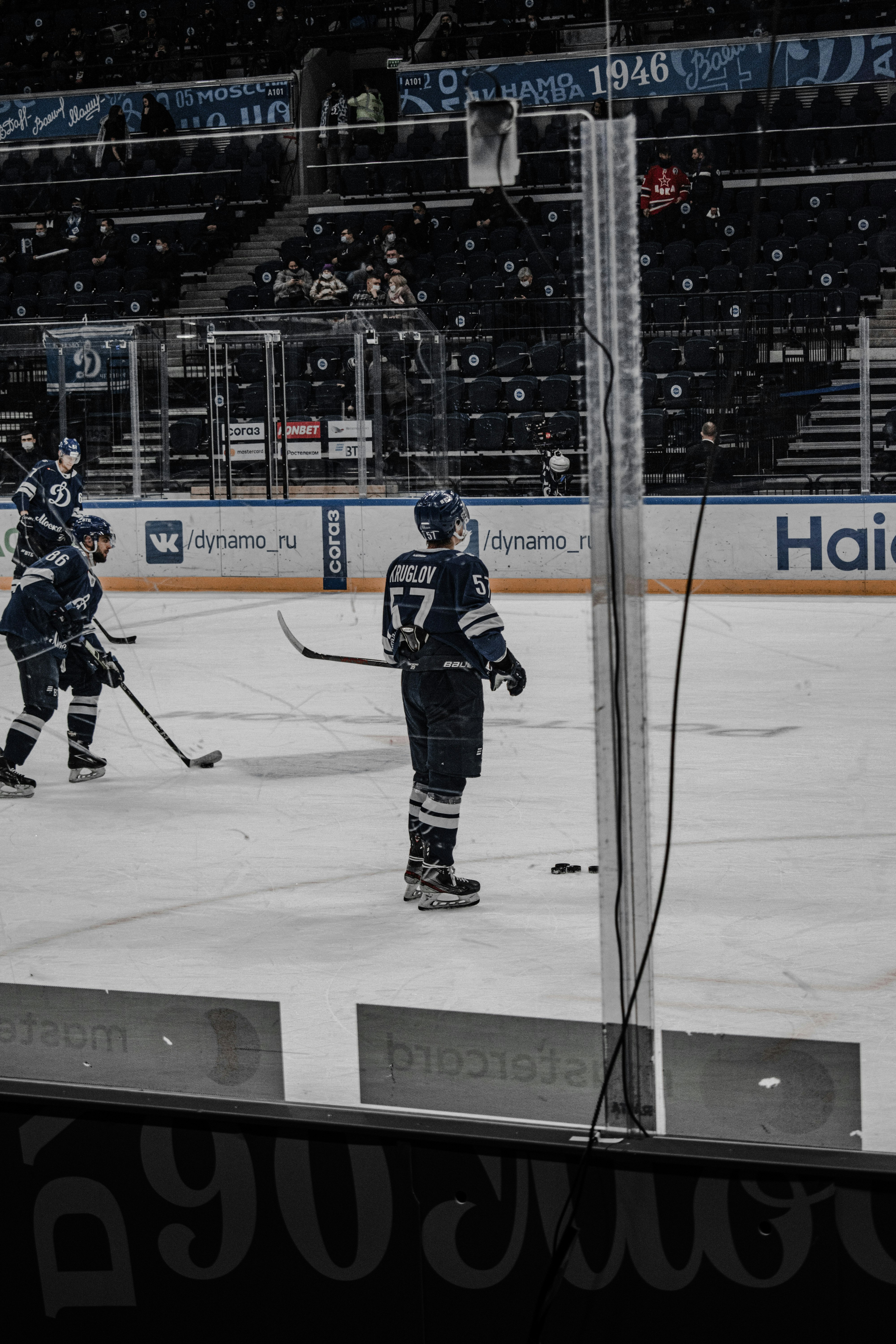 ice hockey players on ice hockey field